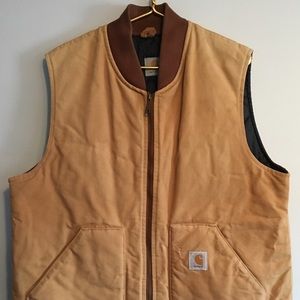 Carhartt Vest XL Tall Tan Canvas Quilted Interior